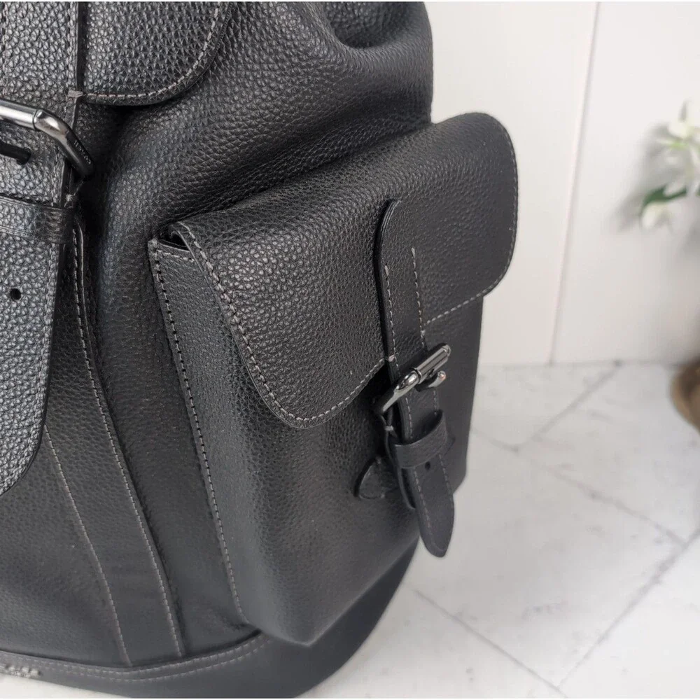 COACH Hudson Backpack Black Pebble Leather CB837560 - Excellent